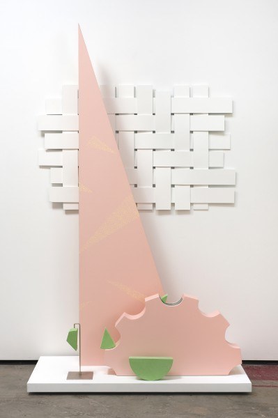 Erik Frydenborg, Botanas, 2010. Pigmented polyurethane, brushed chrome display stand, sanded rubber, MDF, bendy board, latex paint. 88 x 51 x 24 inches.