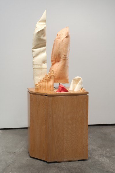 Erik Frydenborg, Sextet, 2008. Pigmented polyurethane, latex rubber, aluminum display stand, found wooden pedestals.
76 x 32 x 24 inches.